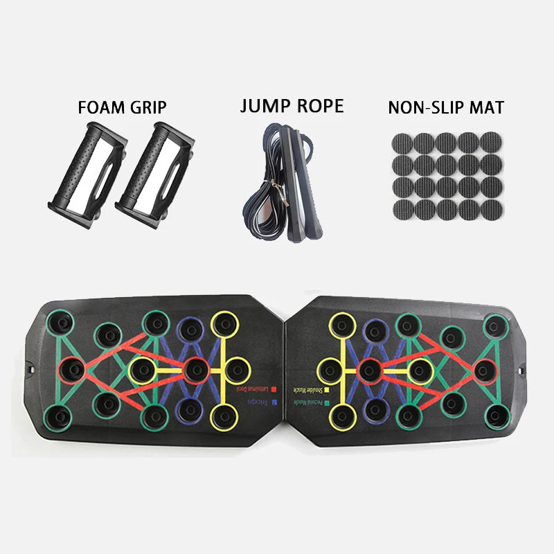 Foldable Push-Up Board with Handles - Portable Multifunctional Fitness Equipment for Comprehensive Chest, Abdomen, Arm, and Back Workouts